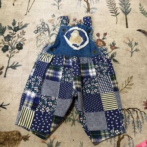 Vintage Hopscotch Patchwork Denim Overalls baby 0-6 months